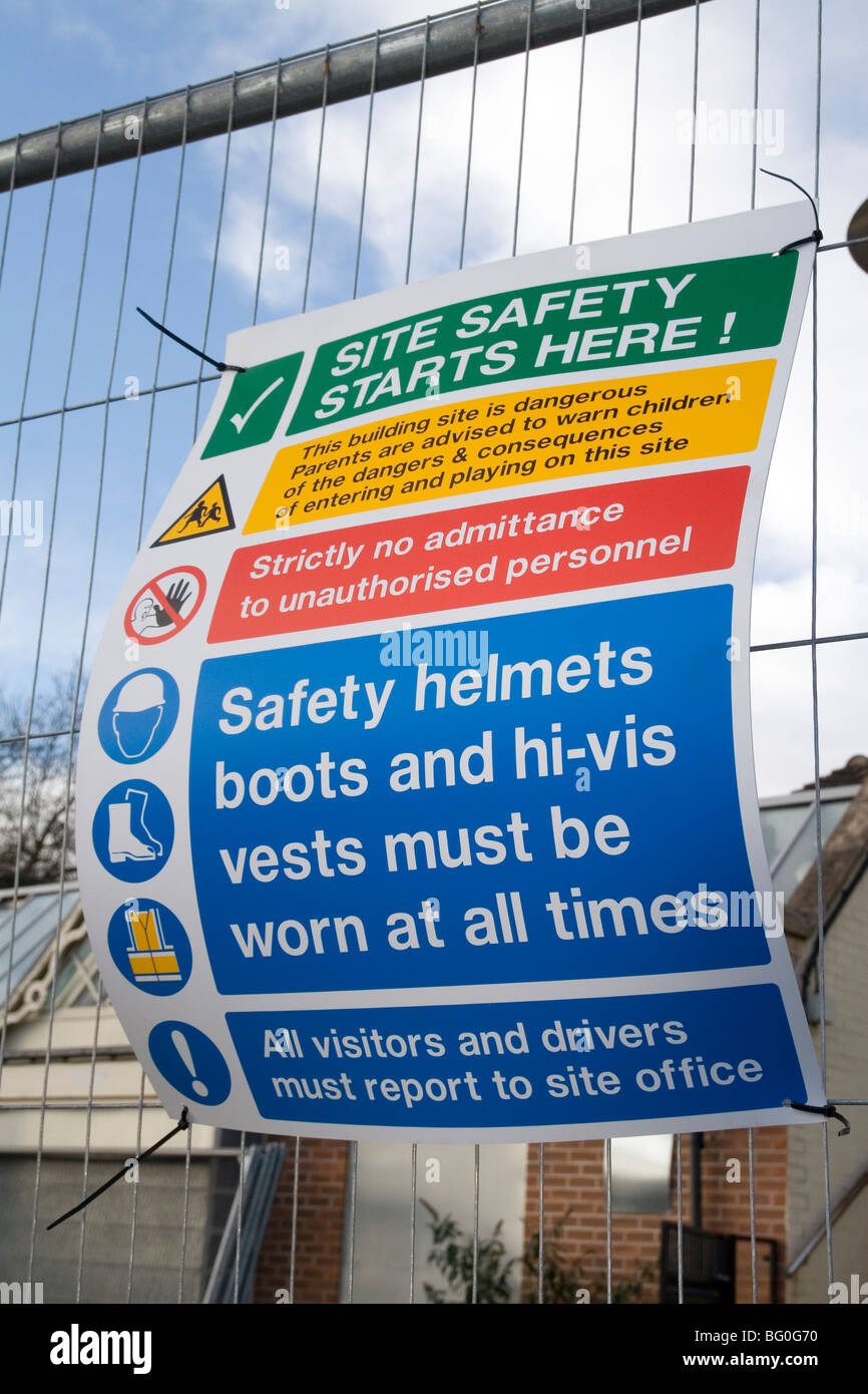 Sito in costruzione avviso sulla salute e sulla sicurezza Foto Stock