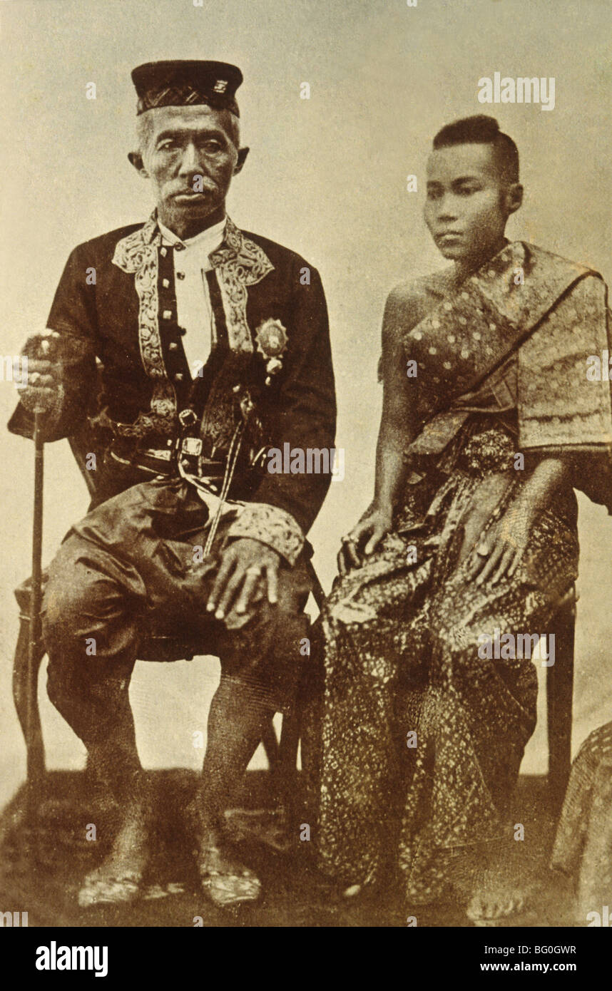 Foto di Re Mongkut (Rama IV) ha statuito tra 1951 e 1868, con sua moglie, Thailandia, Sud-est asiatico,Asia Foto Stock