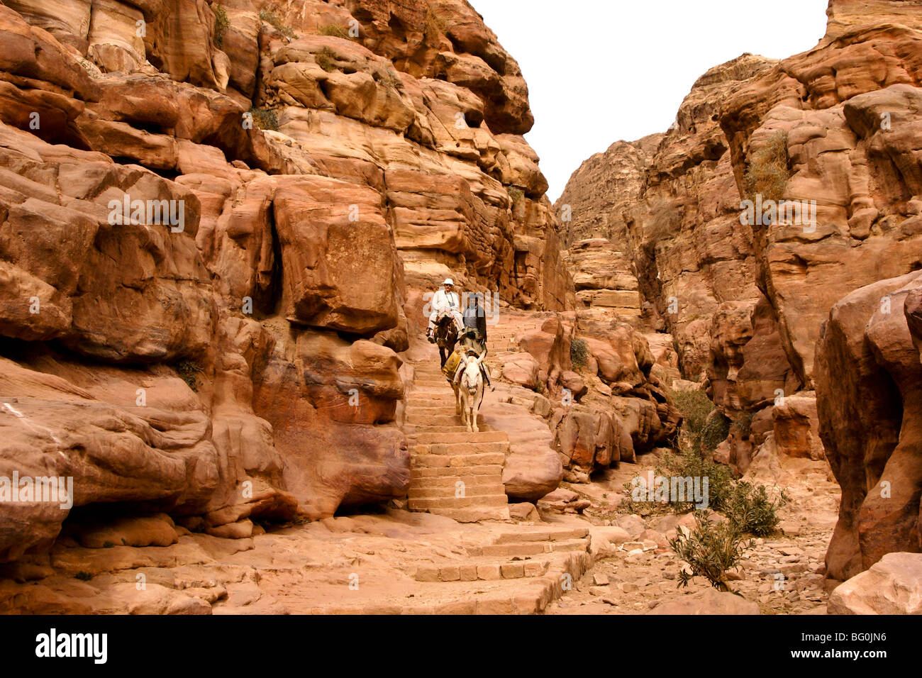 Scala per il monastero (Al-Deir), Petra, Giordania Foto Stock