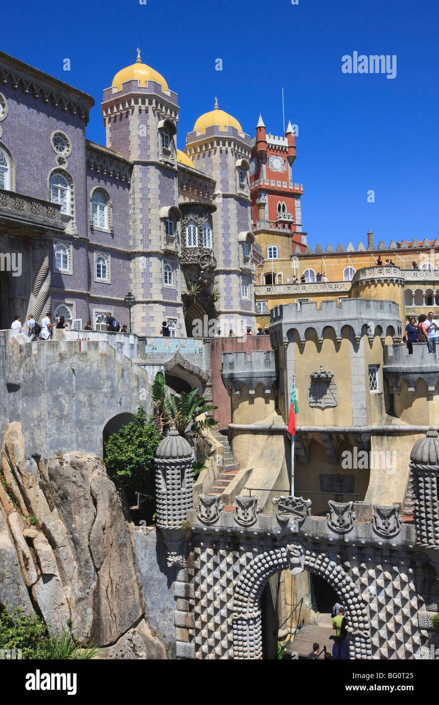 Pena il Palazzo Nazionale, Sintra, Sito Patrimonio Mondiale dell'UNESCO, Portogallo, Europa Foto Stock