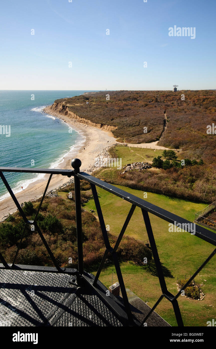 Vista da Montauk Point Lighthouse, Montauk, Long Island, nello Stato di New York, Stati Uniti d'America, America del Nord Foto Stock