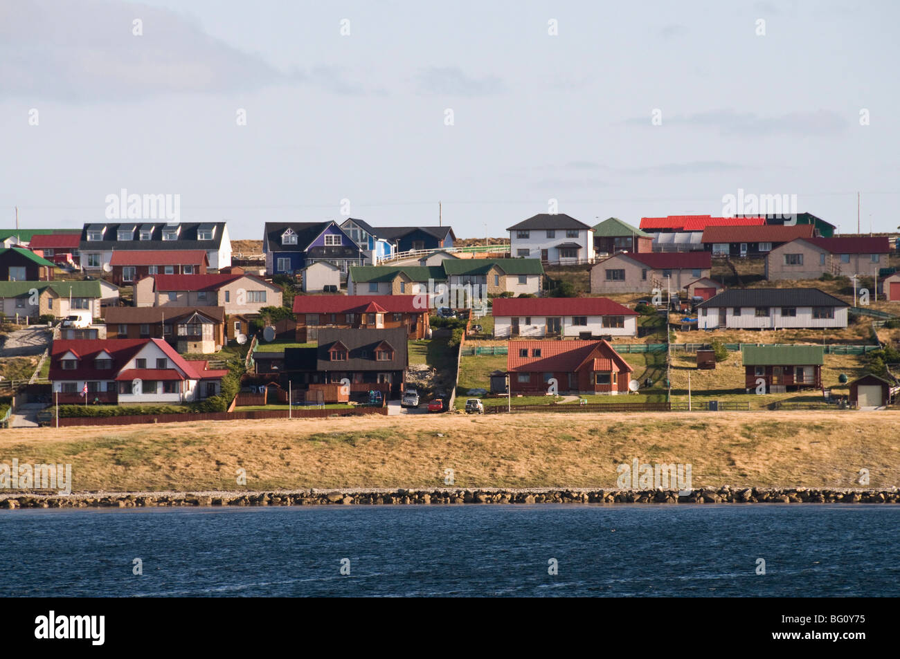 Nuovo alloggiamento, Port Stanley nelle isole Falkland, Sud America Foto Stock