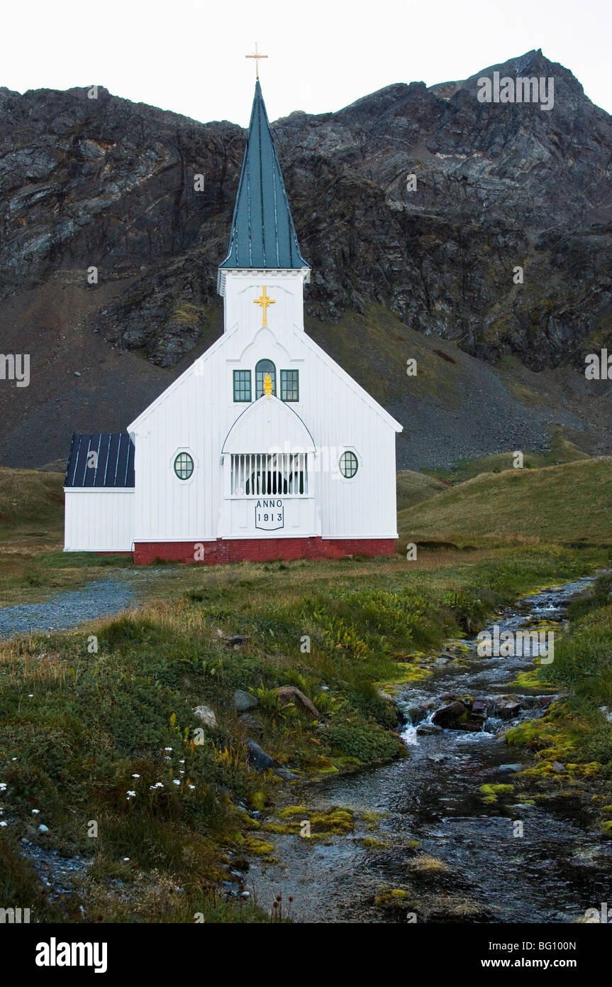 Chiesa a Grytviken dove Shackleton funerale fu tenuto, Georgia del Sud Atlantico Foto Stock