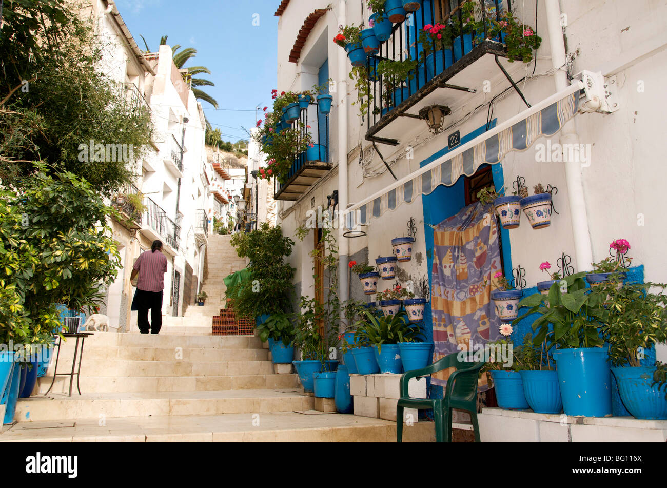 Casco Antiguo, il quartiere di Santa Cruz, Alicante, provincia di Valencia, Spagna, Europa Foto Stock