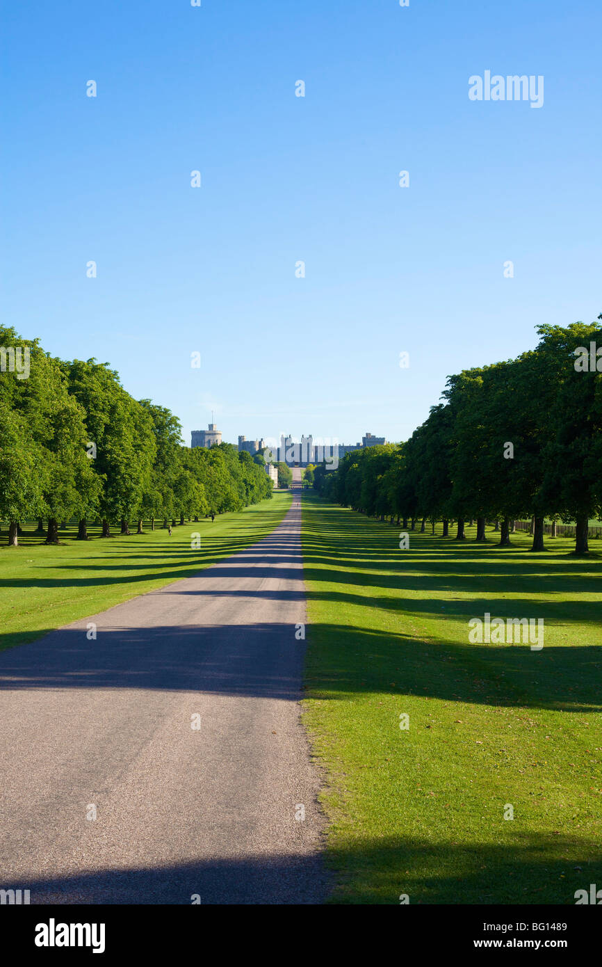 La lunga passeggiata e il Castello di Windsor, Windsor, Berkshire, Inghilterra, Regno Unito, Europa Foto Stock