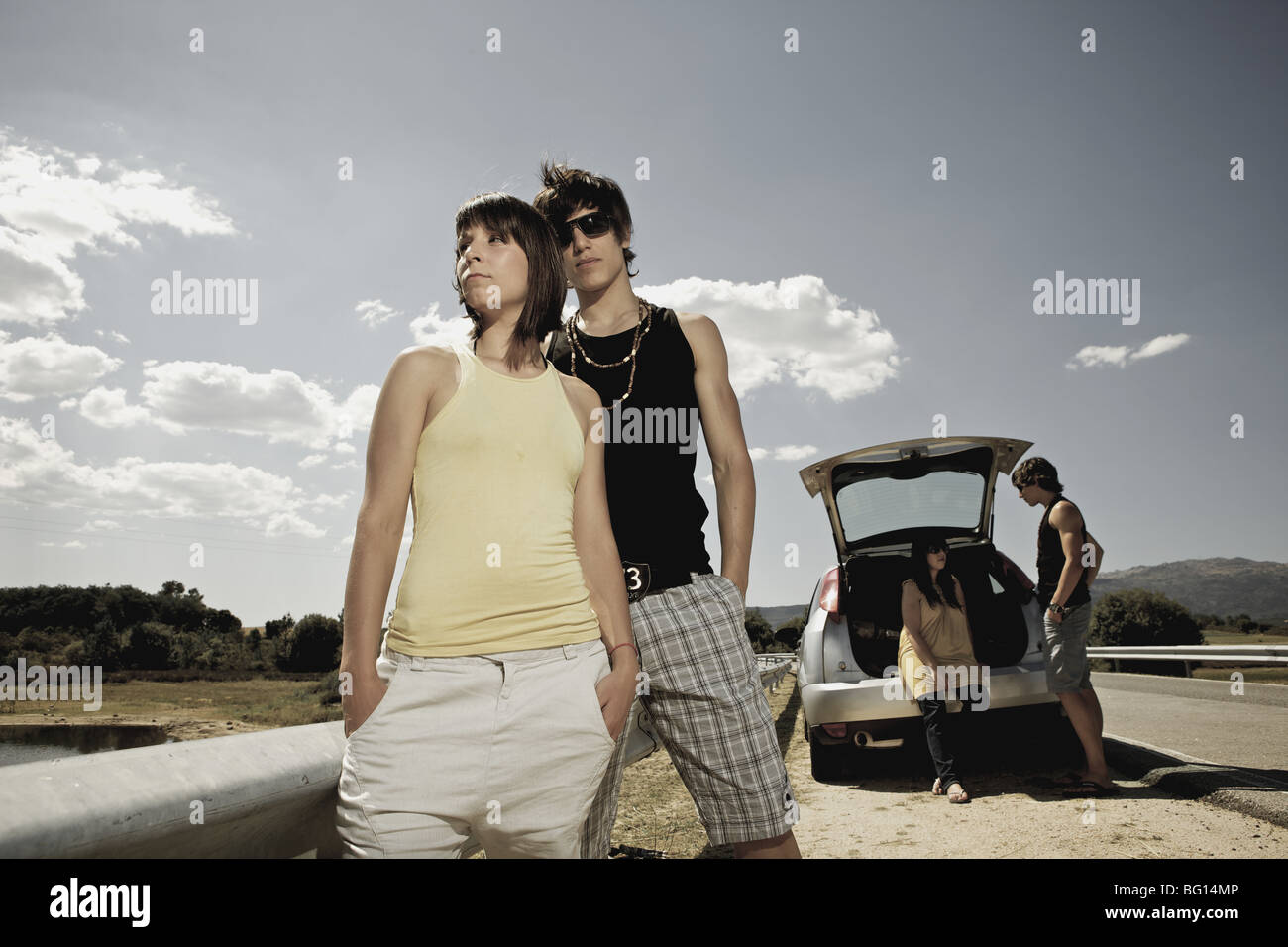 Amici in viaggio Foto Stock