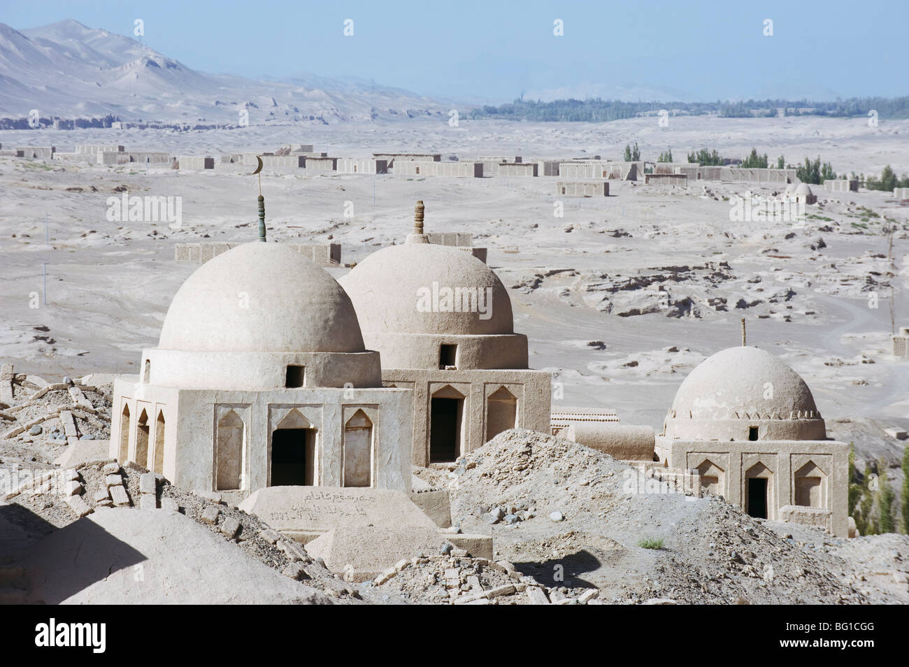 Una città in rovina di Jiaohe, Turpan sulla via della seta, Sito Patrimonio Mondiale dell'UNESCO, provincia dello Xinjiang, Cina e Asia Foto Stock