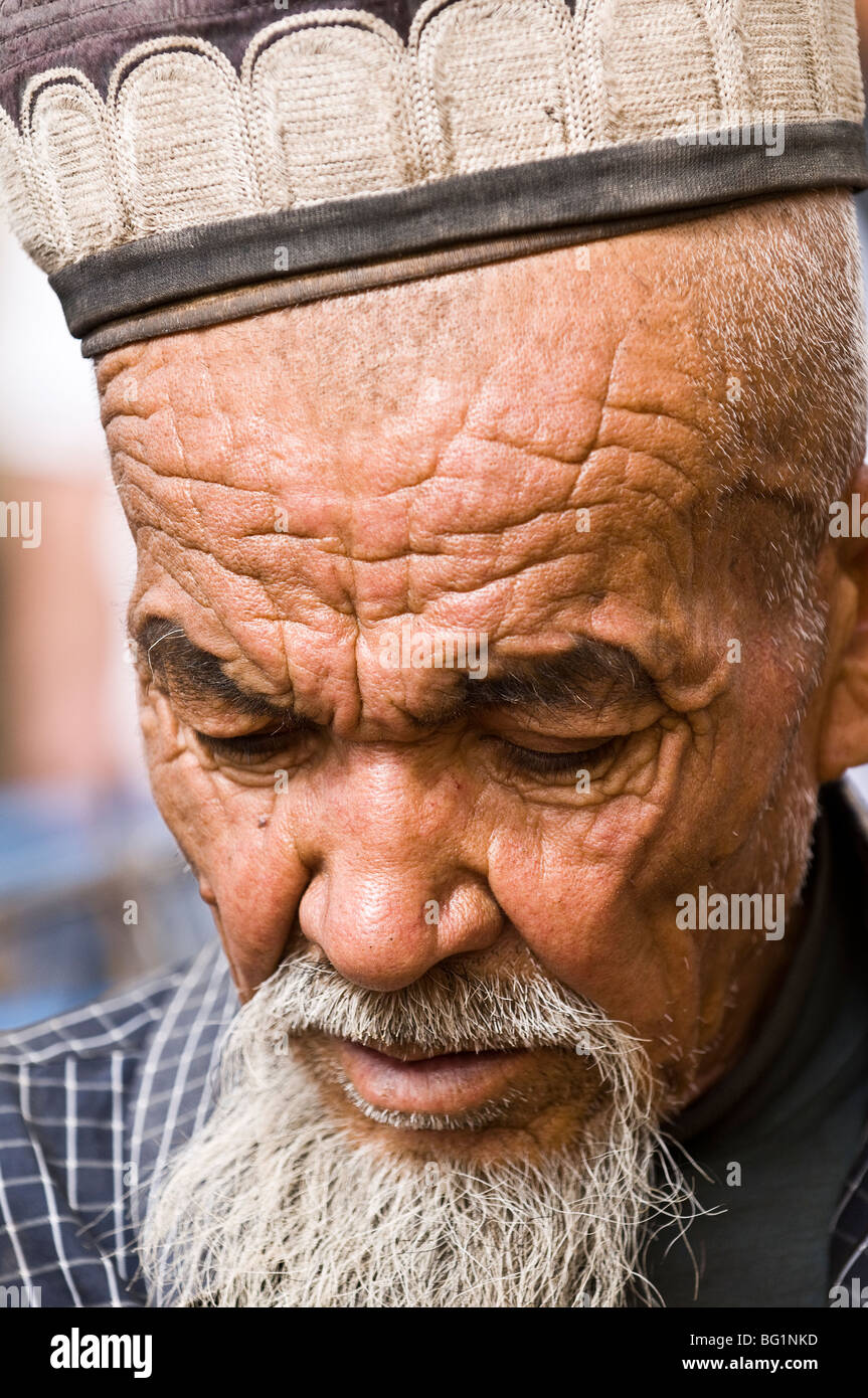 Uyghur uomo a Kashgar. Foto Stock