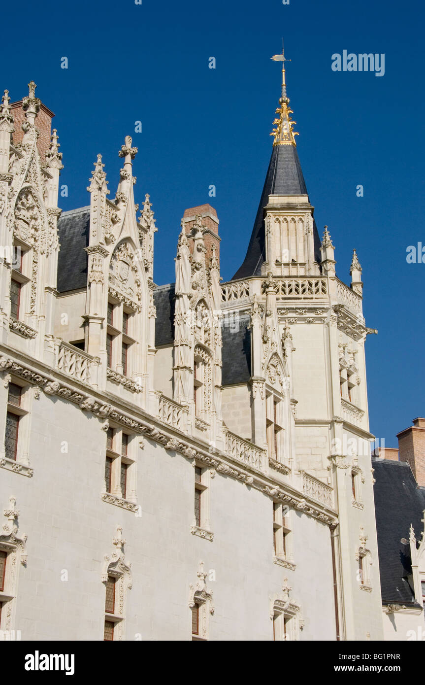 Abbaino dettaglio, Chateau des Ducs du Bretagne, Nantes, Brittany, Francia, Europa Foto Stock