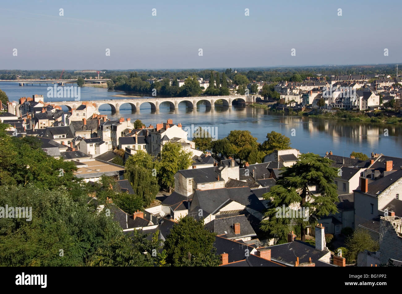 La città di Saumur sul fiume Loira, Maine-et-Loire, Pays de la Loire, in Francia, in Europa Foto Stock