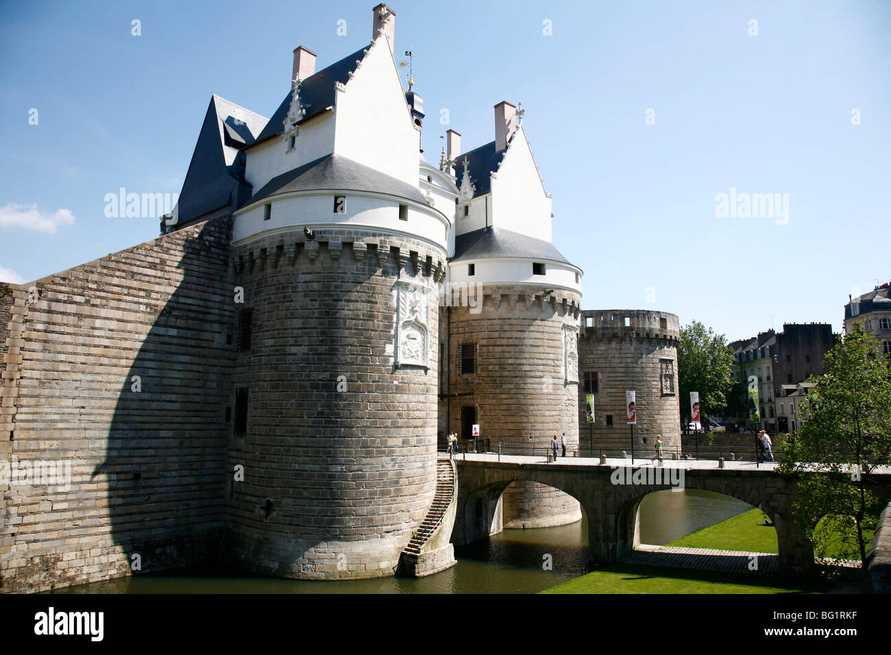 Bastioni del Château des Ducs de Bretagne, Nantes, Brittany, Francia, Europa Foto Stock
