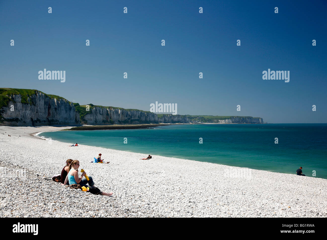 La spiaggia a Fecamp, Cote d'alabastro, in Normandia, Francia, Europa Foto Stock