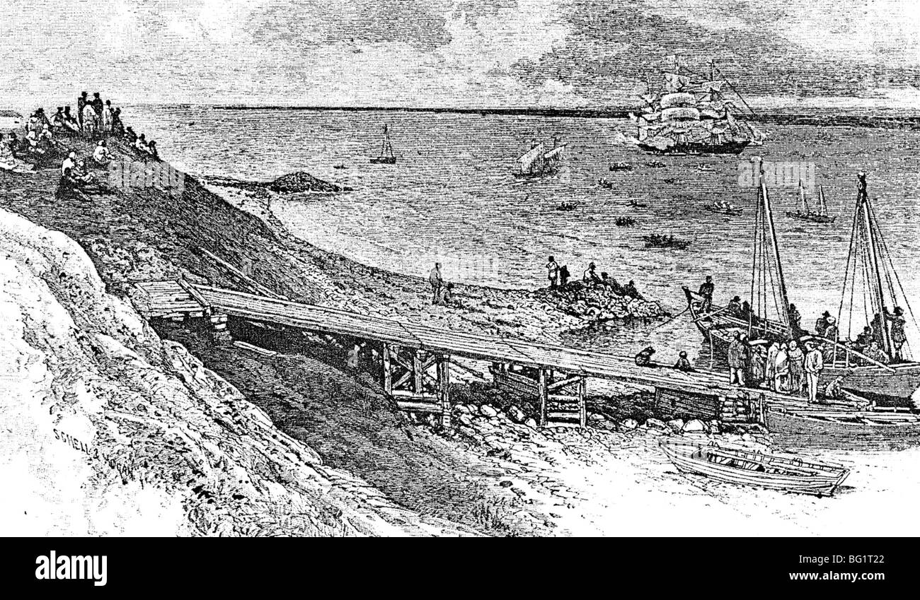HUDSON'S BAY COMPANY nave il punto di carico vicino alla fabbrica di York da dove la società ha inviato i suoi beni in Inghilterra circa 1820 Foto Stock