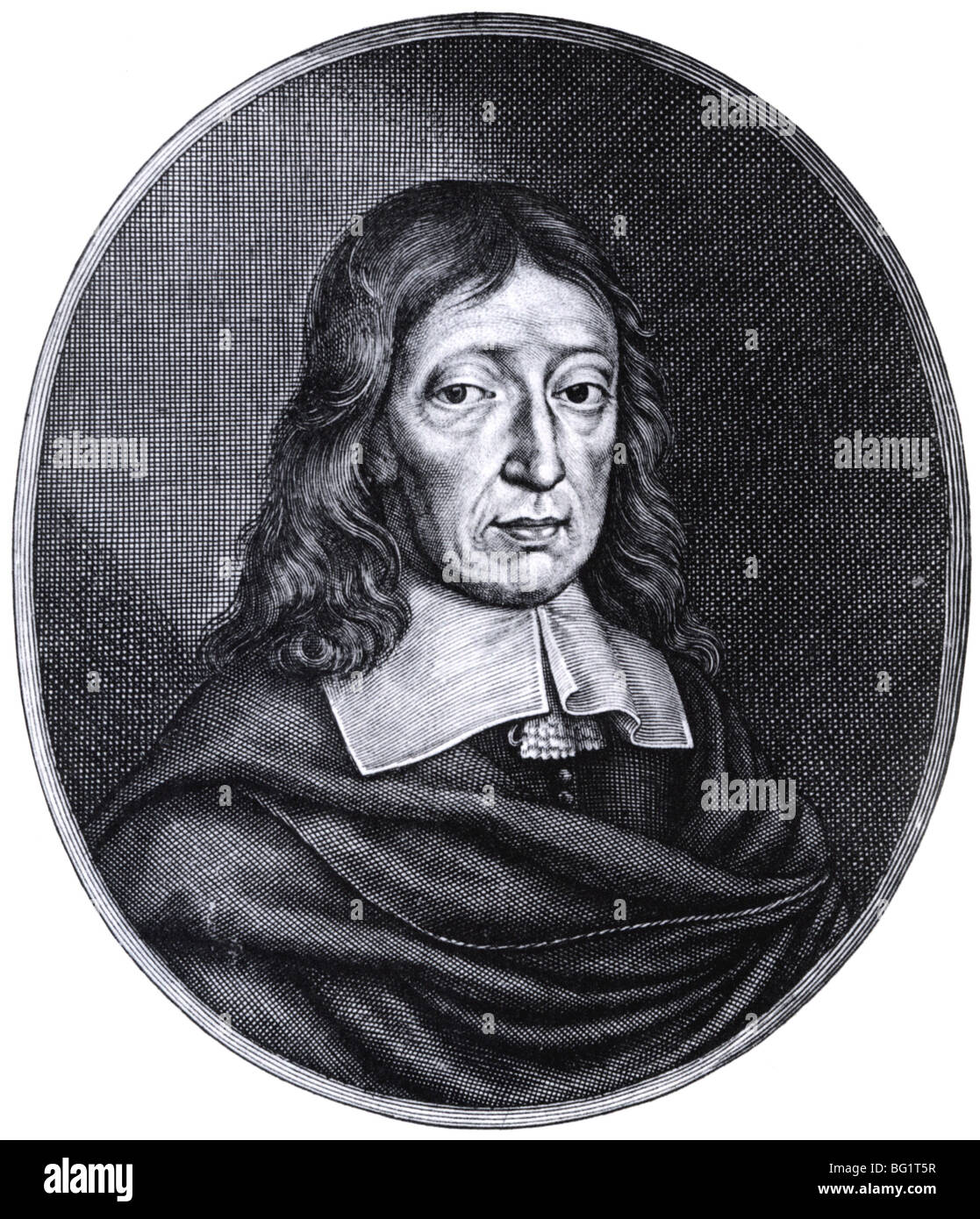 JOHN MILTON - poeta inglese di età compresa tra i 62 come incisi da William Faithorne per la frontespiece di Milton Storia della Gran Bretagna nel 1670 Foto Stock