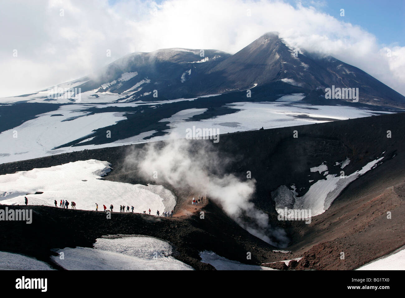 Alla sommità del monte Etna, Sicilia, Italia, Europa Foto Stock