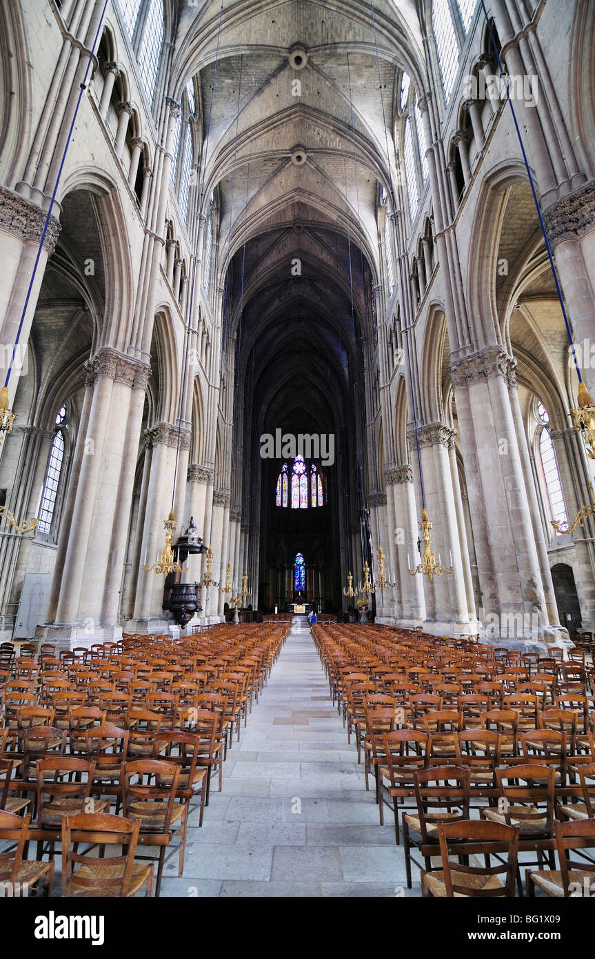 La cattedrale di Notre-dame di Reims, Sito Patrimonio Mondiale dell'UNESCO, Champagne, Francia, Europa Foto Stock