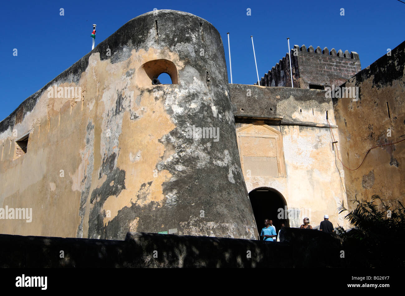 Fort Jesus ingresso, Città Vecchia, Mombasa, in Kenya Foto Stock