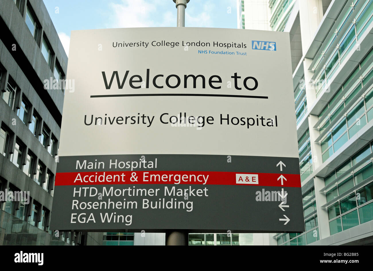 University College London Hospital segno England Regno Unito Foto Stock
