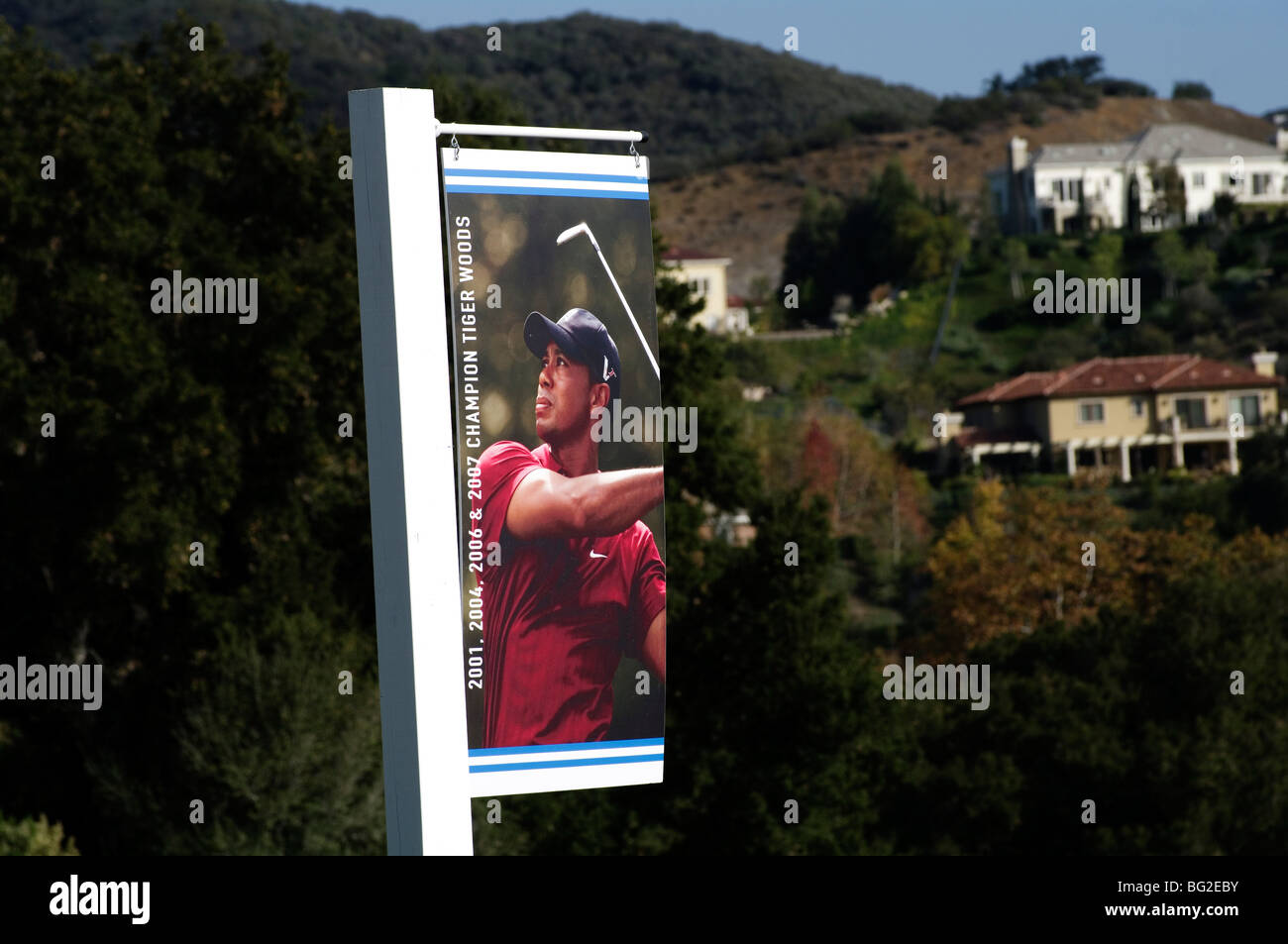 Digital Signage di Tiger Woods per la Chevron World Golf Challenge che beneficiano della sua carità per la quale egli è stato supposto per host. Foto Stock