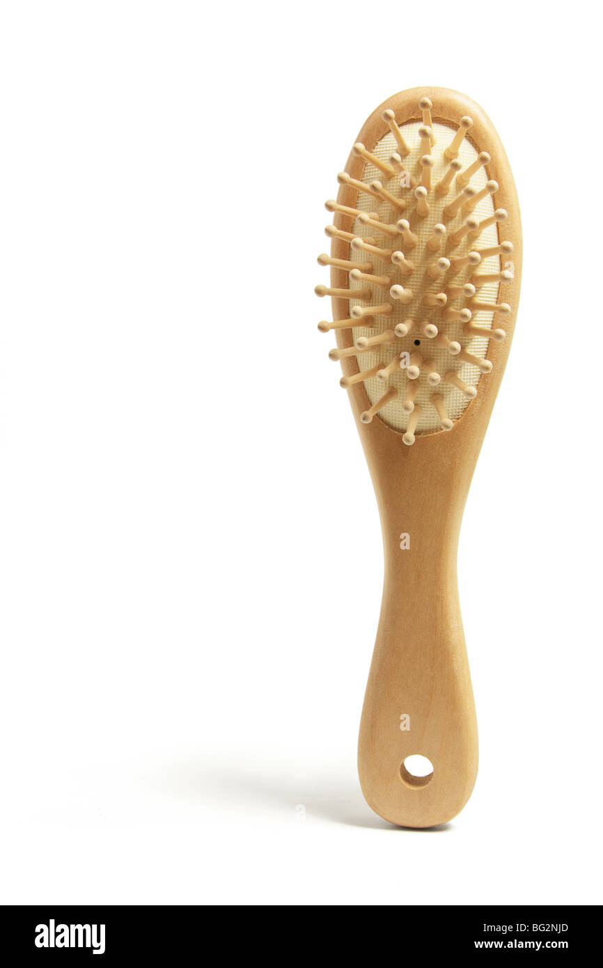 Spazzola per capelli in legno Foto Stock