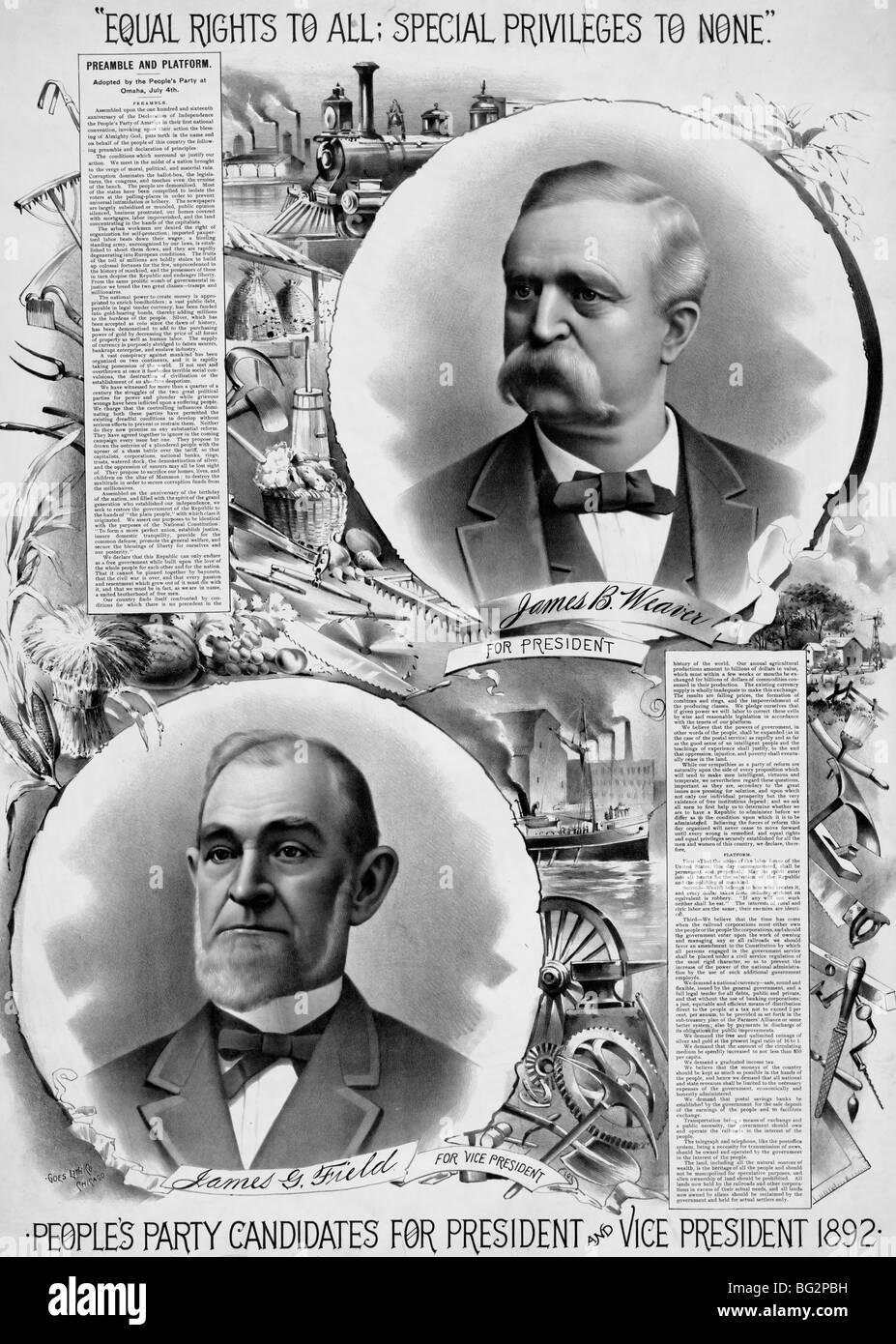 James Weaver e James Field - Partito del Popolo i candidati per il presidente e il vice presidente 1892, STATI UNITI D'AMERICA Foto Stock