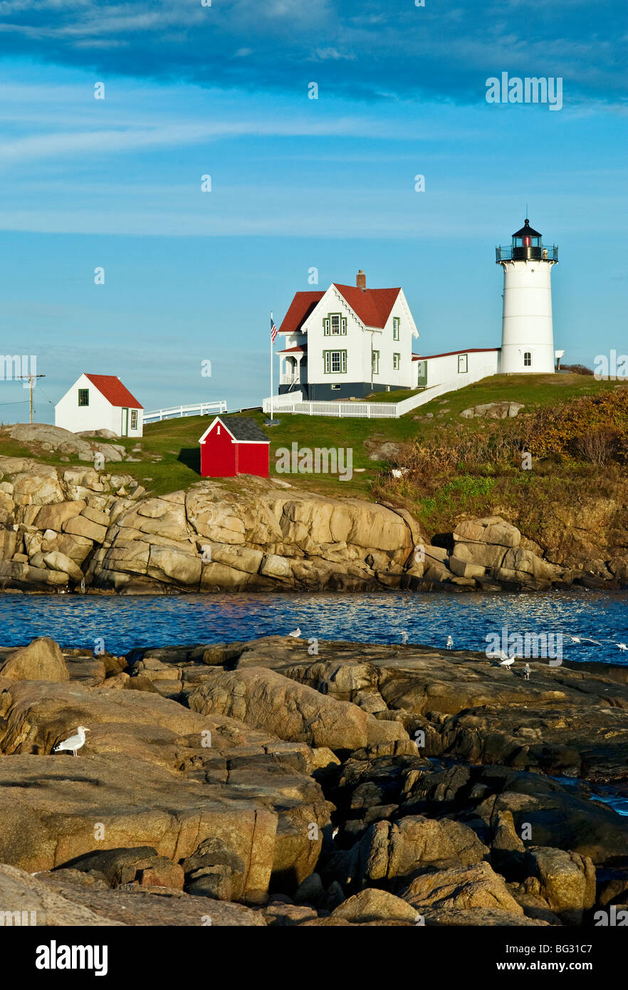 Nubble luce, cape neddick, York, Maine, Stati Uniti d'America Foto Stock