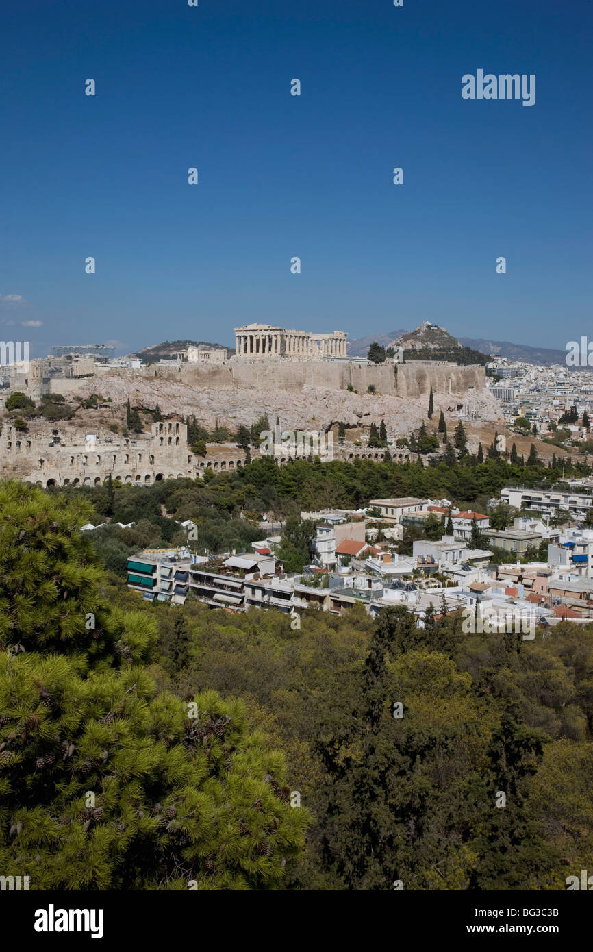Acropoli sullo skyline, Atene, Grecia, Europa Foto Stock