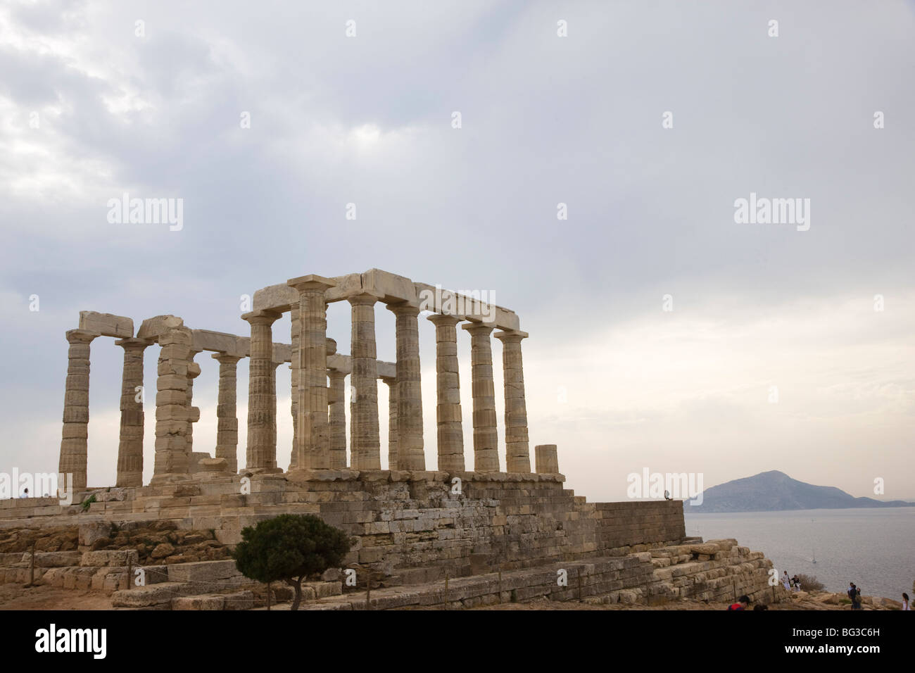 Tempio di Poseidone, Capo Sounion, Grecia, Europa Foto Stock
