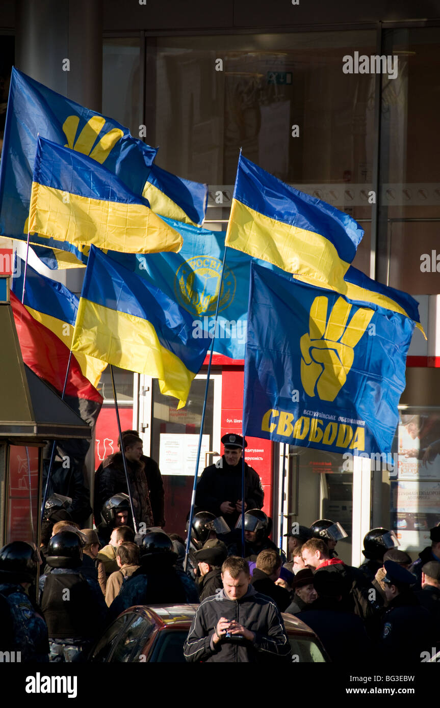 Anti Partito Comunista demonstrayion a Kiev, Ucraina Foto Stock