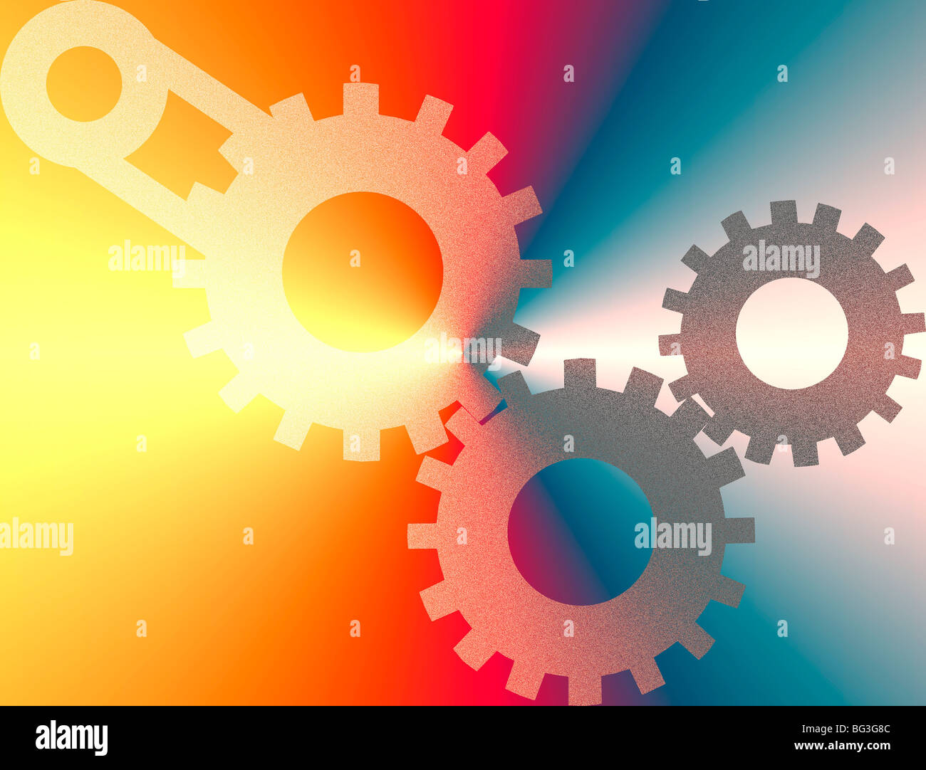 Computer immagine generata di ingranaggi Altered digitalmente Foto Stock
