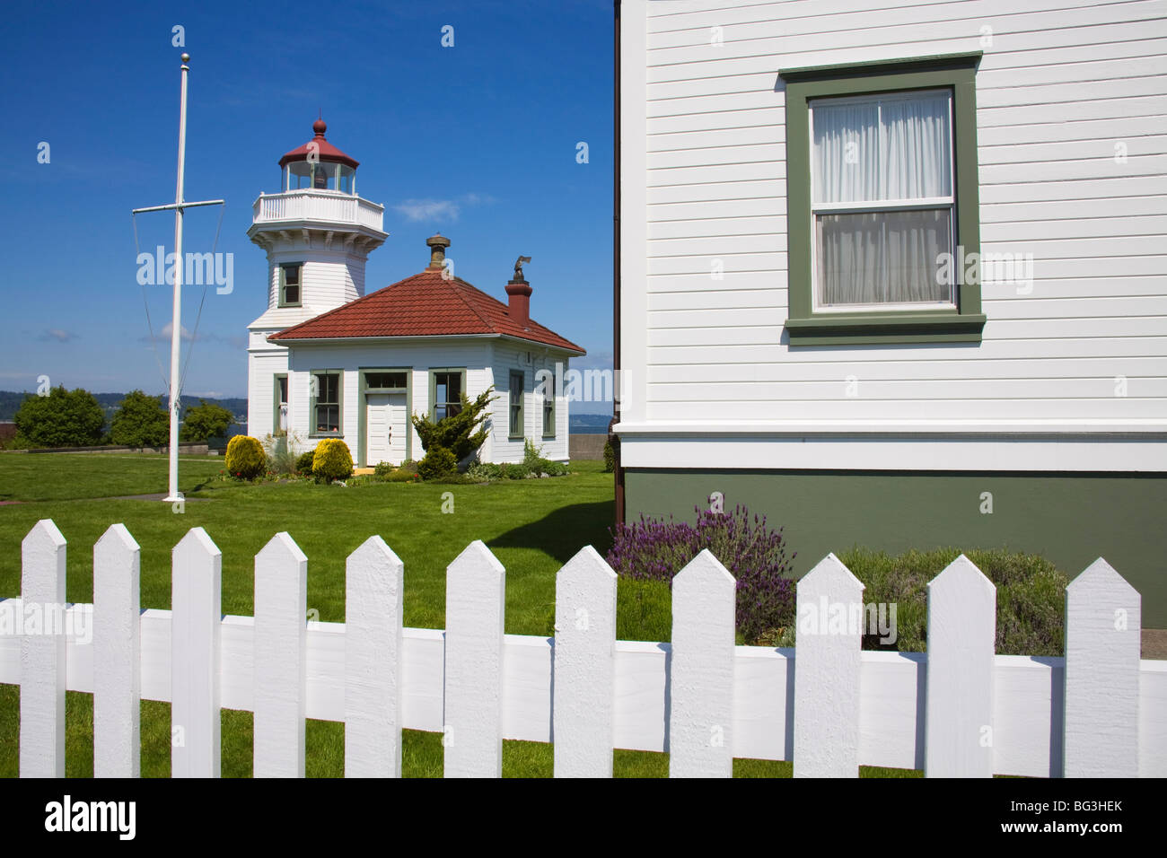 Mukilteo Lighthouse Park, Mukilteo, una maggiore area di Seattle, nello Stato di Washington, Stati Uniti d'America, America del Nord Foto Stock