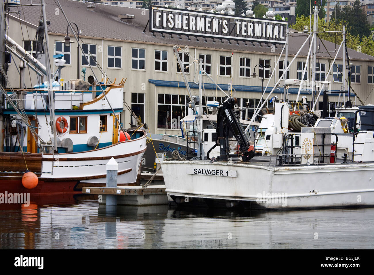 I pescatori del terminale, Seattle, nello Stato di Washington, Stati Uniti d'America, America del Nord Foto Stock