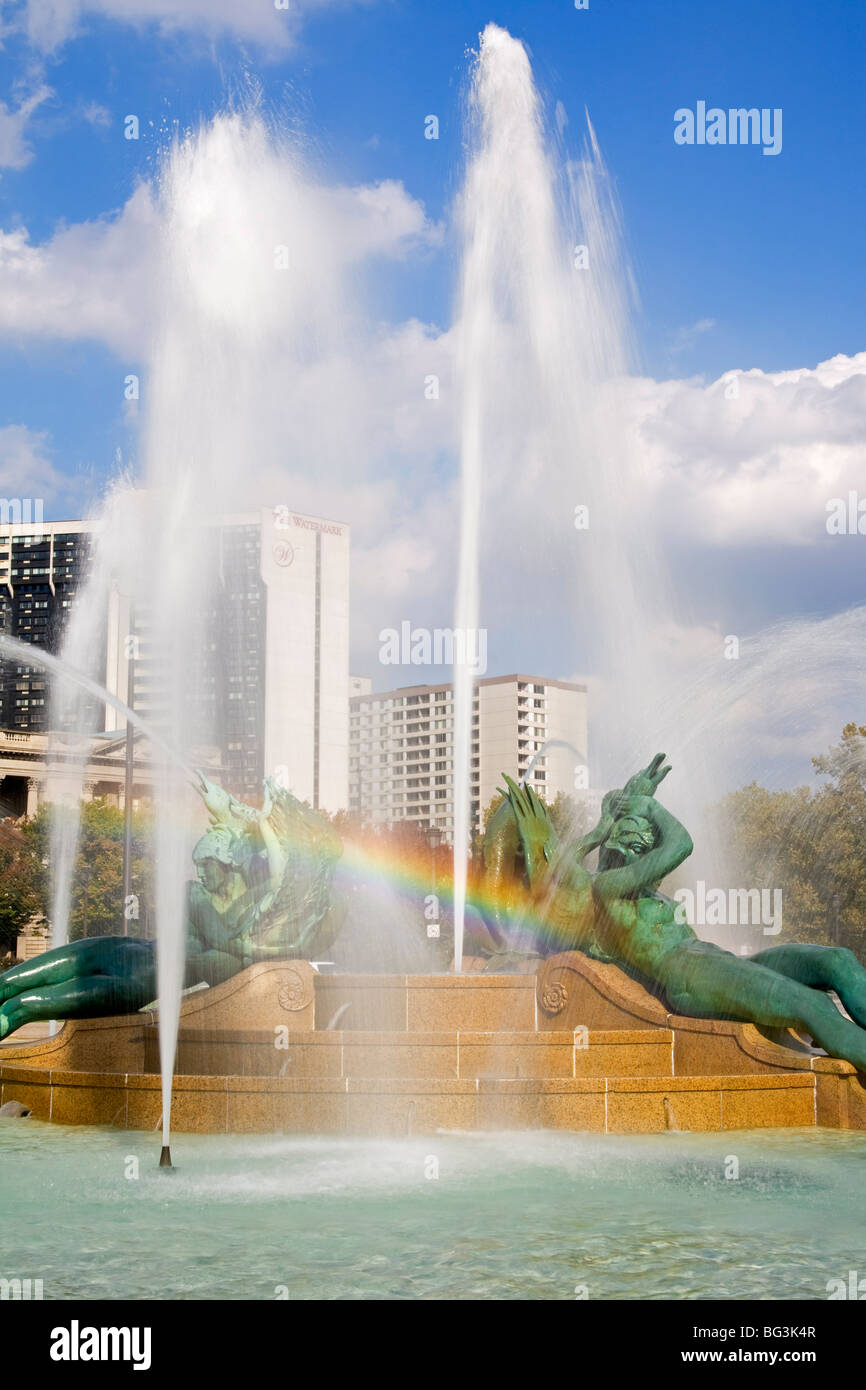 Logan Piazza Fontana, Parkway Museum District, Philadelphia, Pennsylvania, Stati Uniti d'America, America del Nord Foto Stock