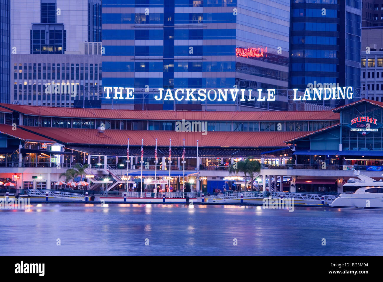 Il Jacksonville Landing, Jacksonville, Florida, Stati Uniti d'America, America del Nord Foto Stock
