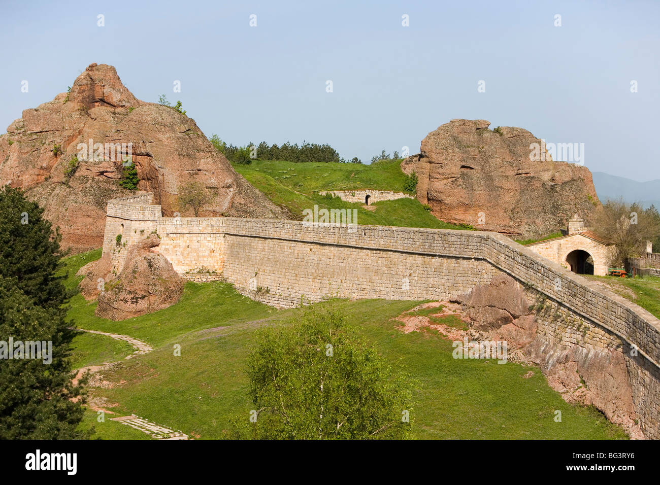 Le formazioni rocciose, Kaleto fortress Belogradchik, Bulgaria, Europa Foto Stock