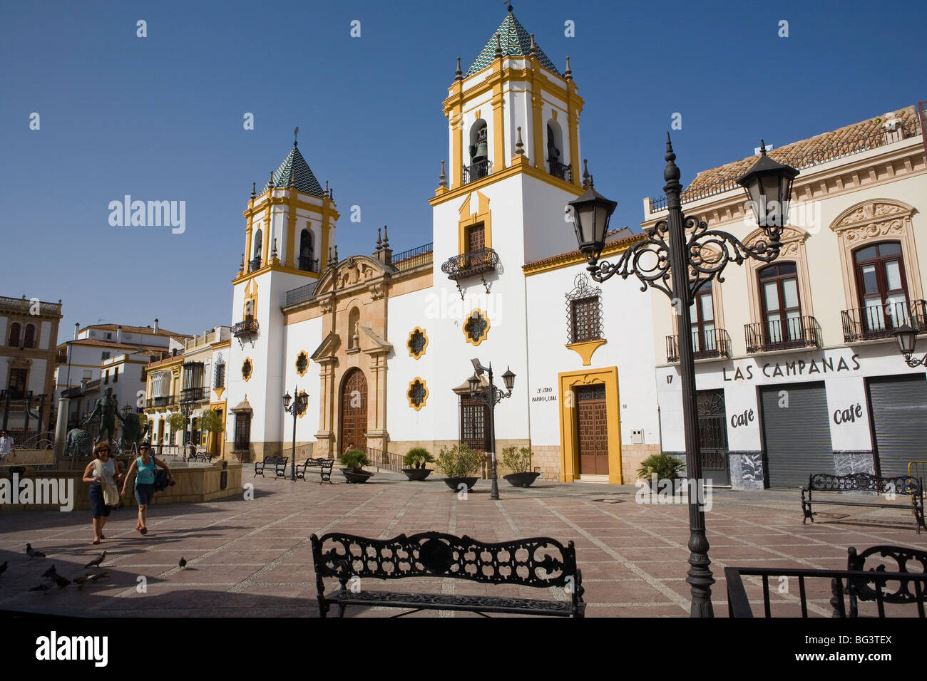 Plaza del Socorro, Ronda, uno dei villaggi bianchi, provincia di Malaga, Andalusia, Spagna, Europa Foto Stock