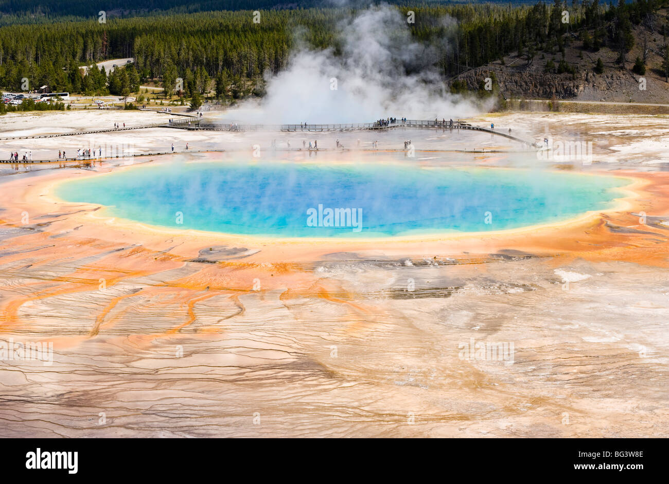 Grand Prismatic Spring nel Parco Nazionale di Yellowstone, Wyoming negli Stati Uniti. Foto Stock