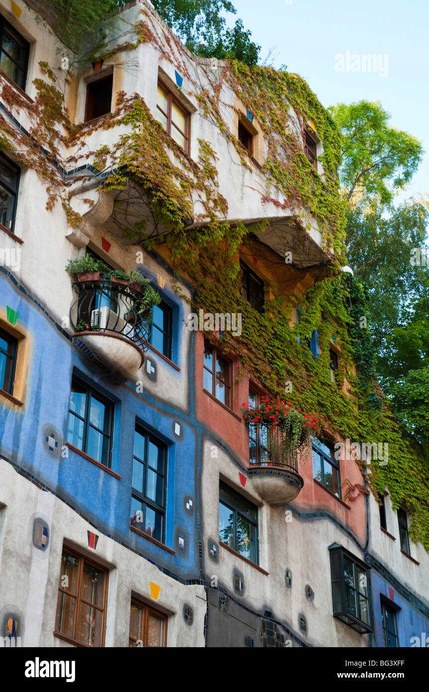 Hundertwasser Haus, Wien Österreich | Hundertwasser Haus, Vienna, Austria Foto Stock