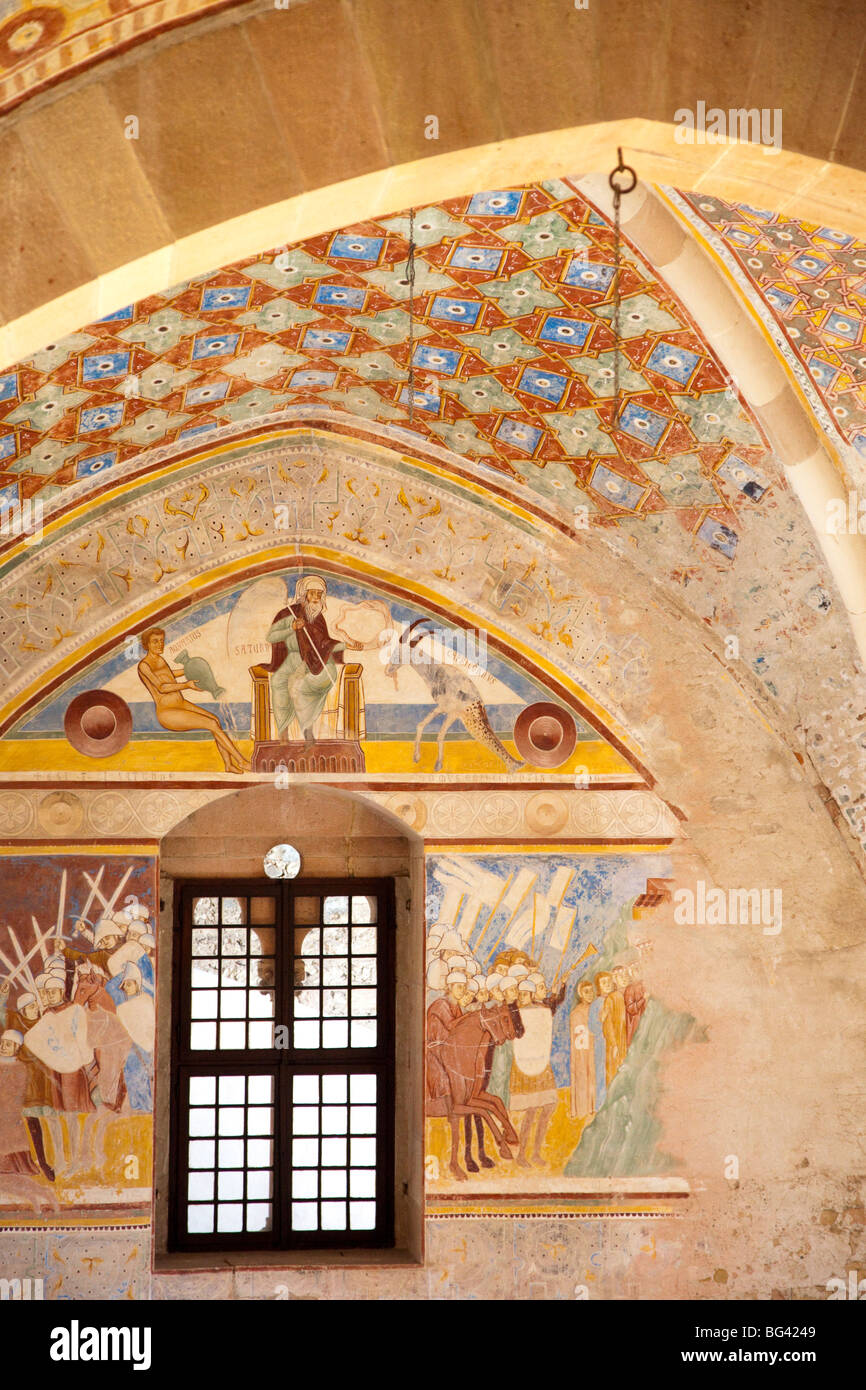 L'Italia, Lombardia, Lago Maggiore, Angera, La Rocca, murales nella Sala della Giustizia Foto Stock