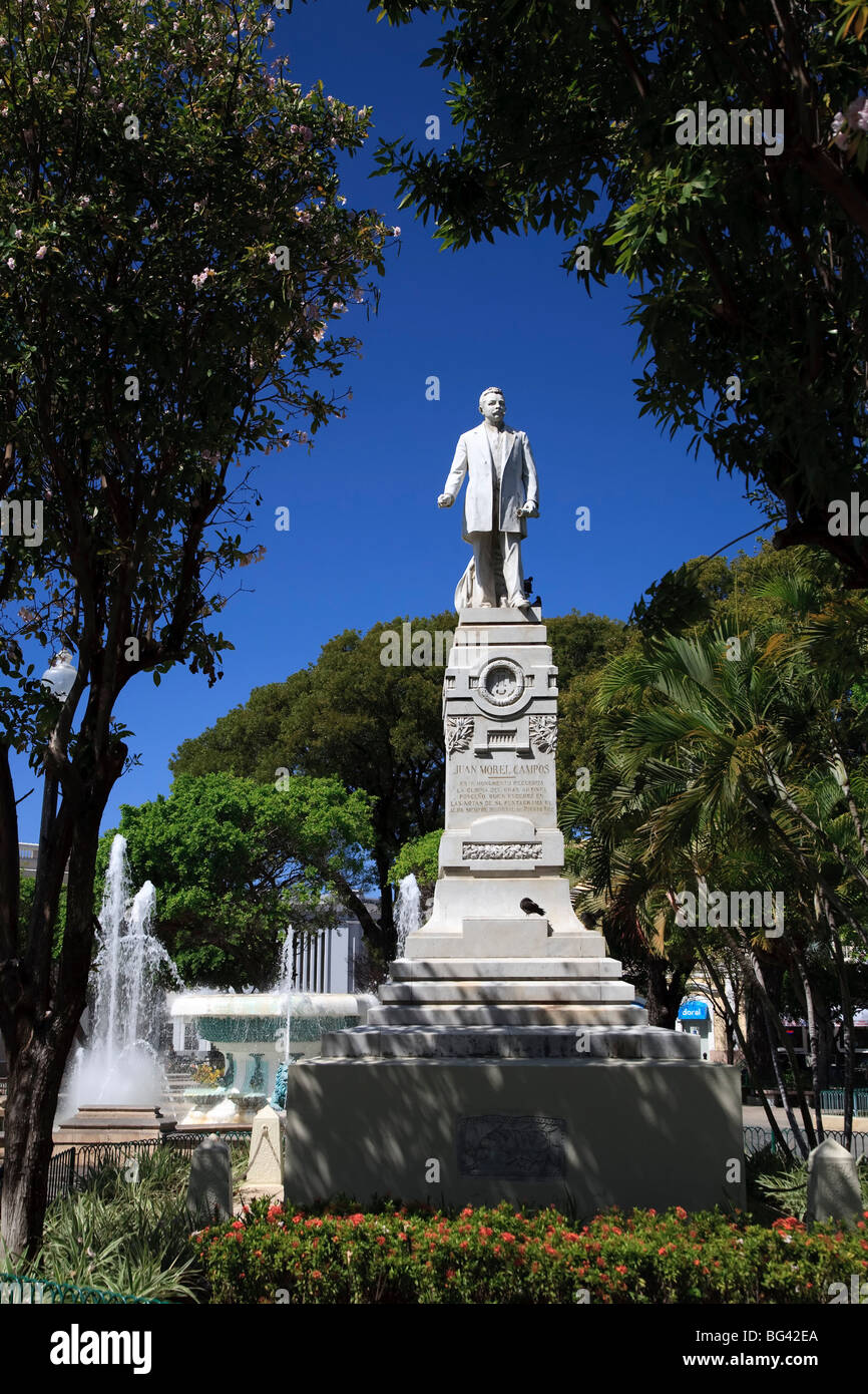 Puerto Rico, South Coast, Ponce, Plaza Las Delicias, la fontana dei leoni (Fuente de Los Leones) Foto Stock