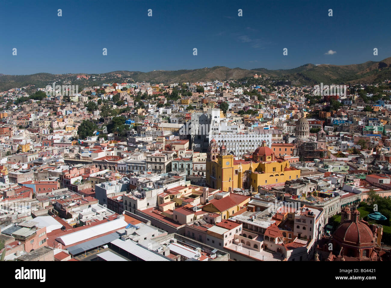 Panoramica della città di Guanajuato dal monumento di El Pipila, Guanajuato, Messico, America del Nord Foto Stock