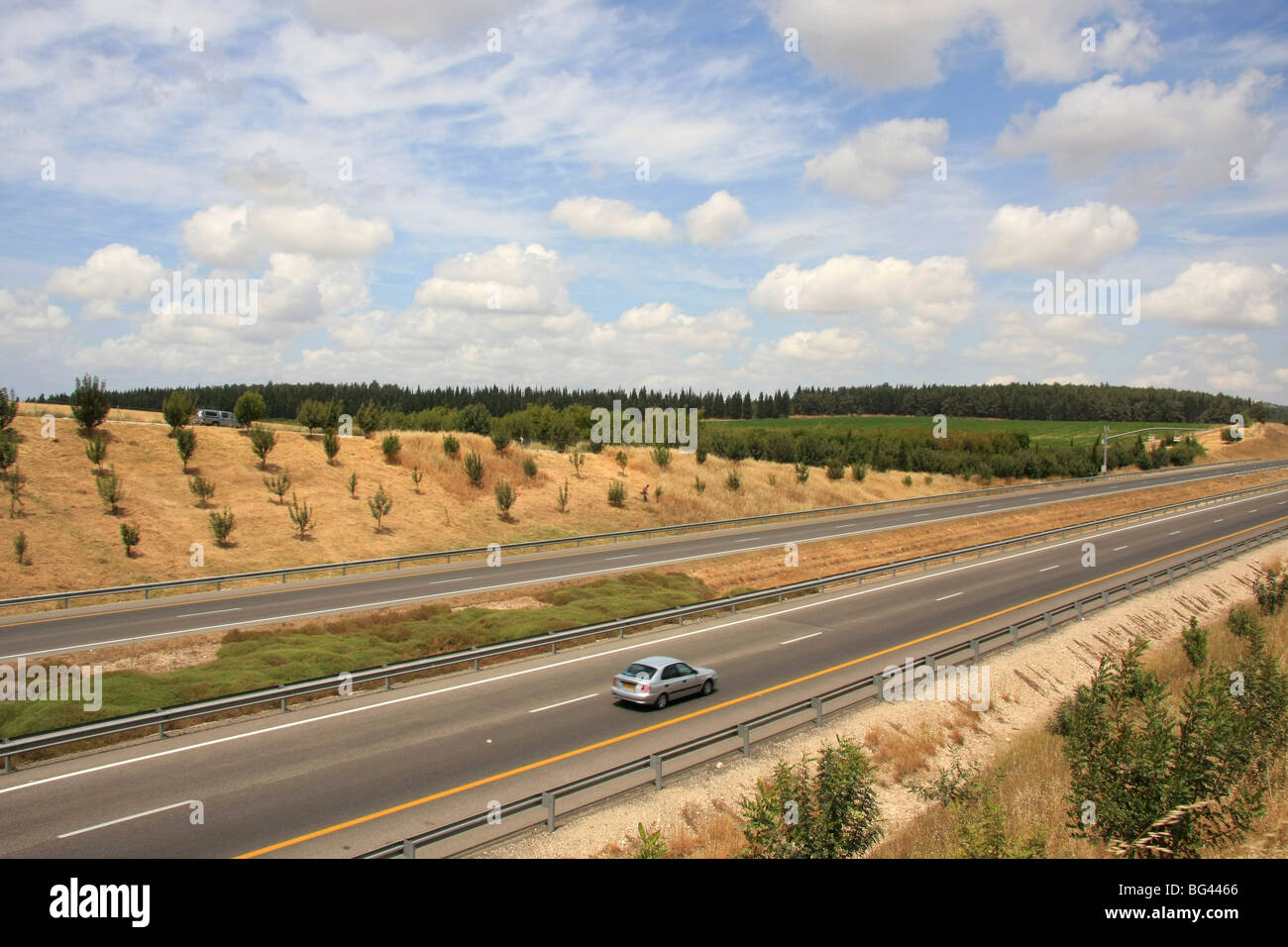 Israele, regione di Sharon. Autostrada 6, Yitzhak Rabin Cross israele strada Foto Stock