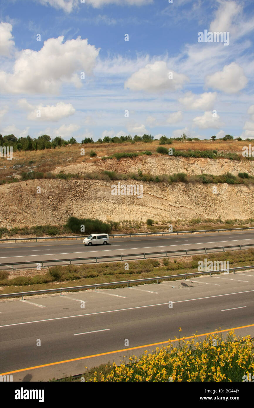 Israele, regione di Sharon. Autostrada 6, Yitzhak Rabin Cross israele strada Foto Stock