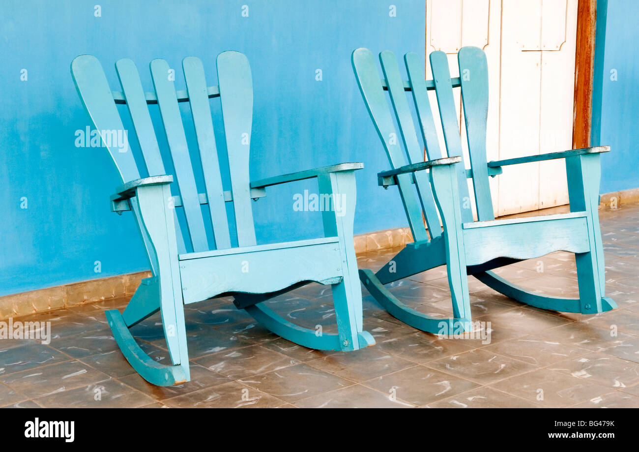 Tradizionali sedie a dondolo in Vinales, Cuba, Caraibi Foto Stock