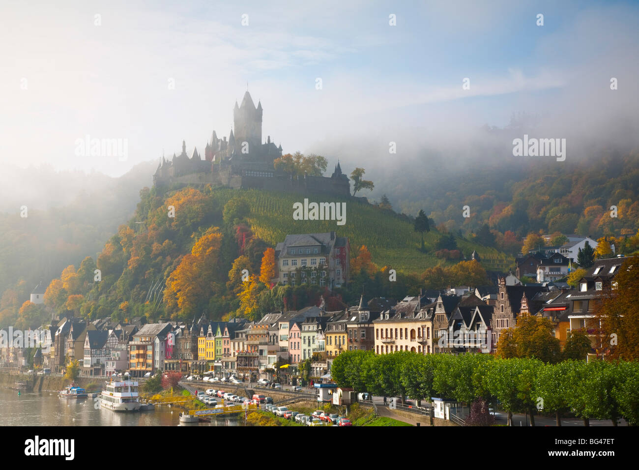 Il castello di Cochem, Cochem, Renania / valle di Mosel, Germania Foto Stock
