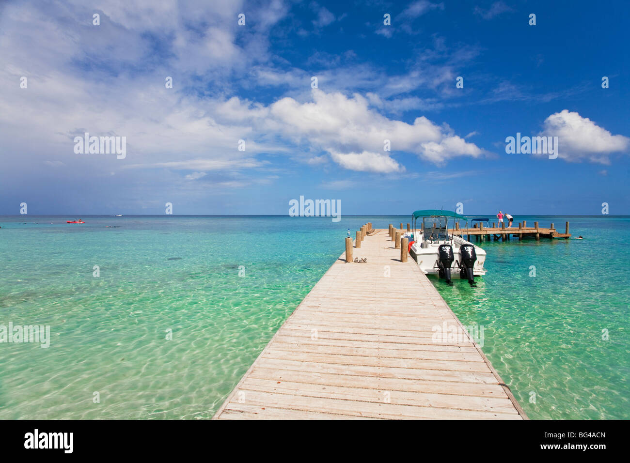 Honduras, isole di Bay, Roatan, West Bay, Jetty Foto Stock