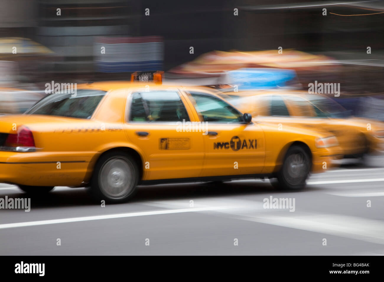 Taxi, Manhattan, New York City, Stati Uniti d'America Foto Stock