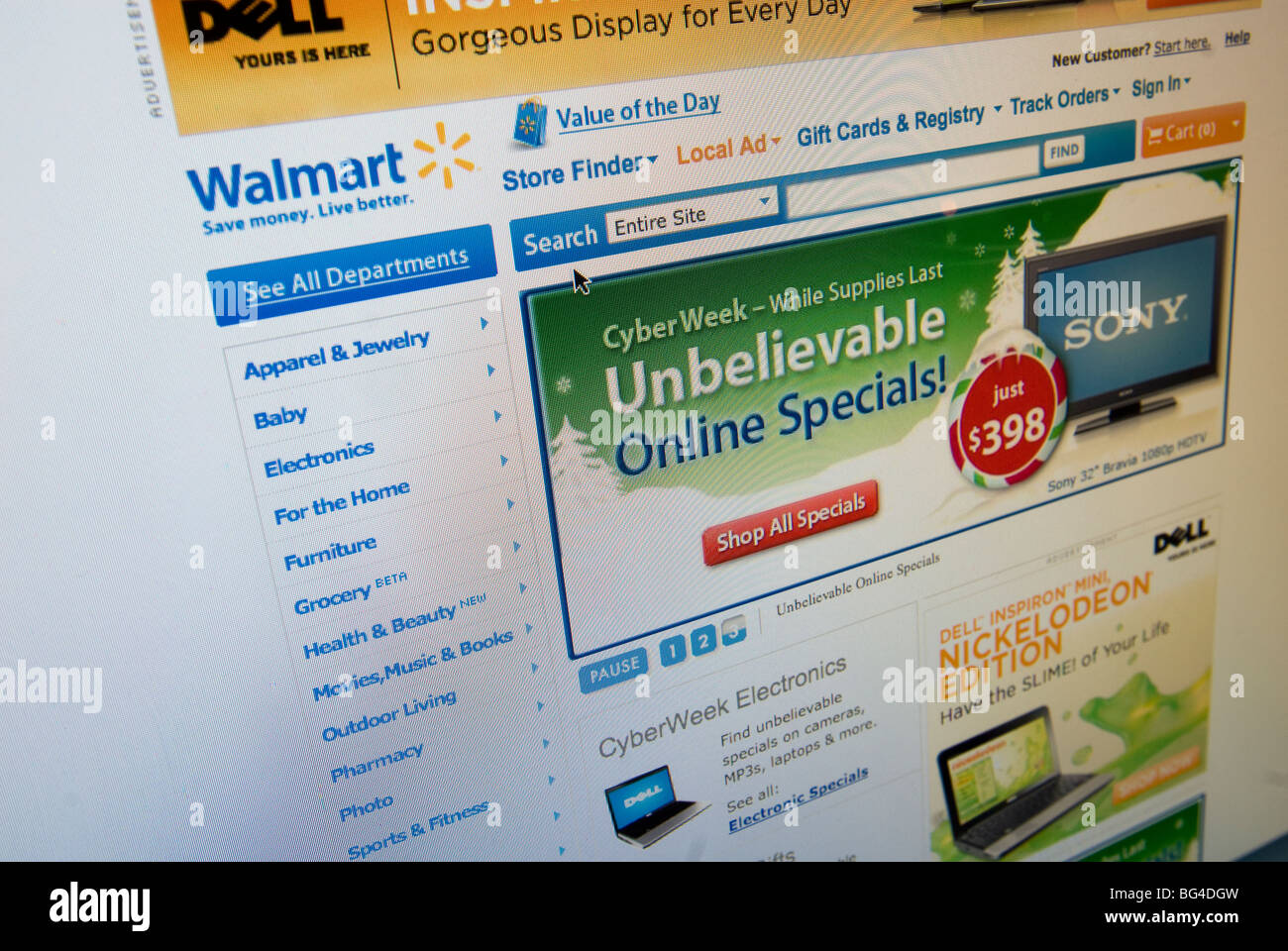 Walmart sito web dispone di loro Cyber lunedì vendite Foto Stock