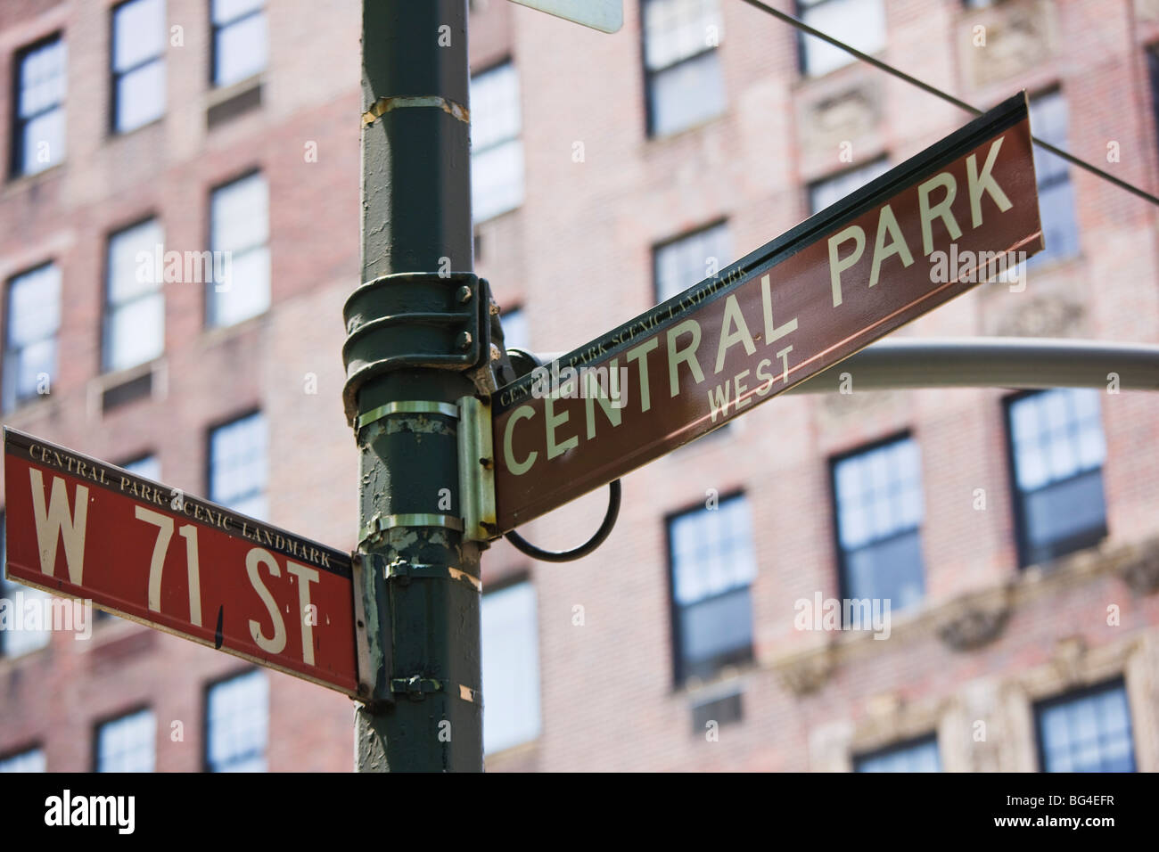 Central Park segno, Manhattan, New York, New York, Stati Uniti d'America, America del Nord Foto Stock