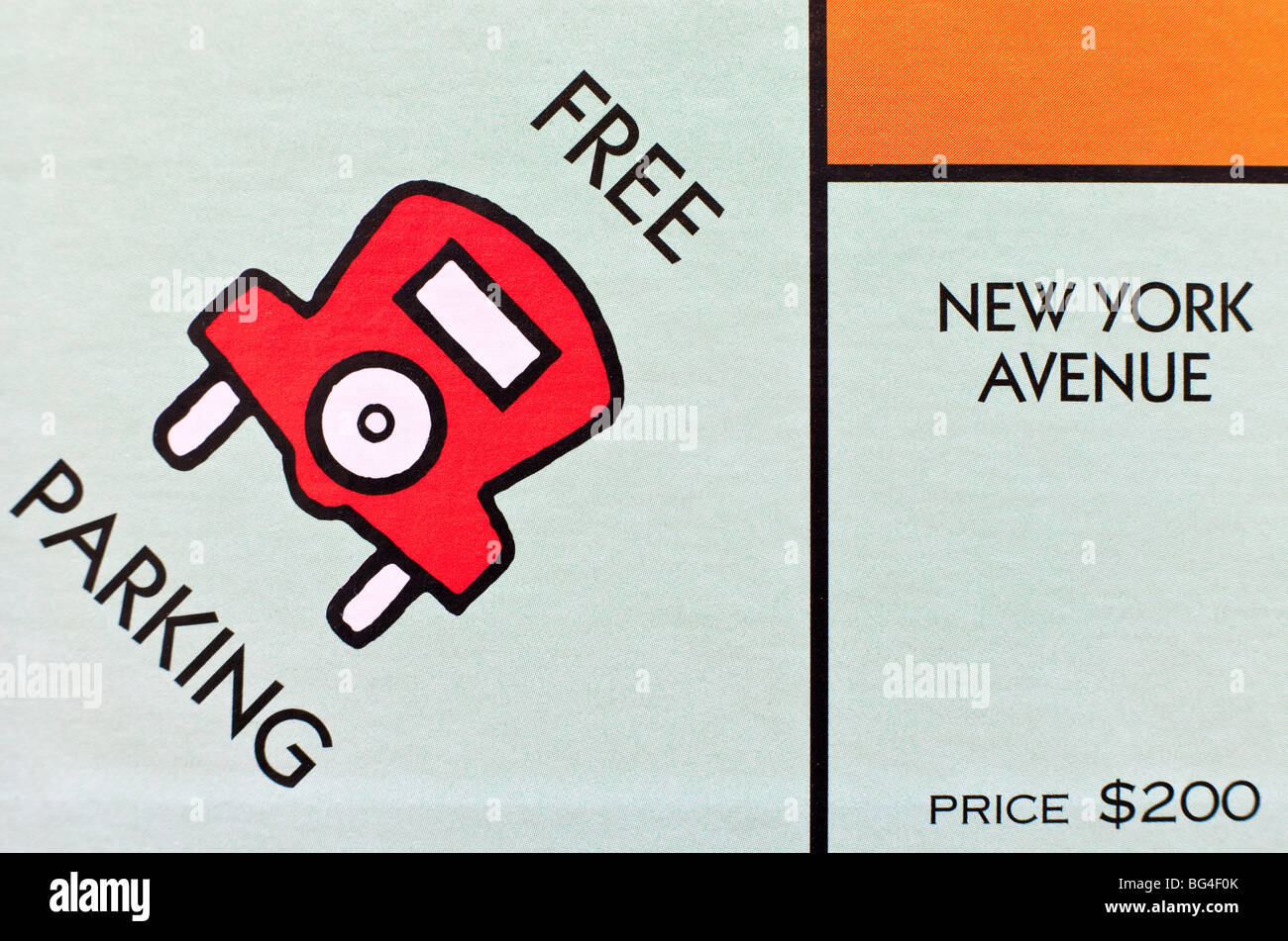 Gioco monopoli - parcheggio gratuito e New York Avenue Foto Stock